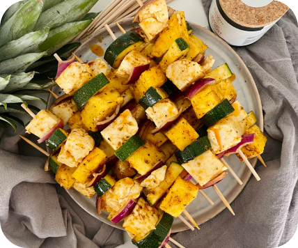 Ovocné špízy z halloumi a ananasu
