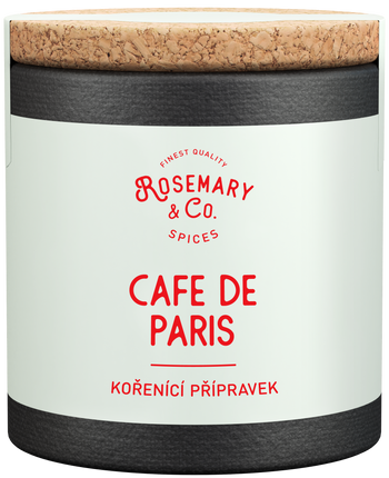 Ein Gewürzglas von Rosemary & Co Spices mit der Aufschrift "Cafe de Paris".all8